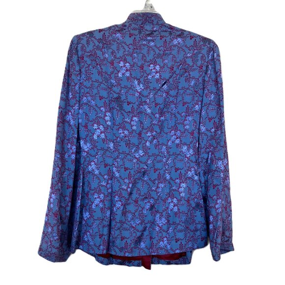 Owen Bros Brocade Oriental Jacket Pockets Blue Satin Vintage QiPao CheongSam - Picture 8 of 8